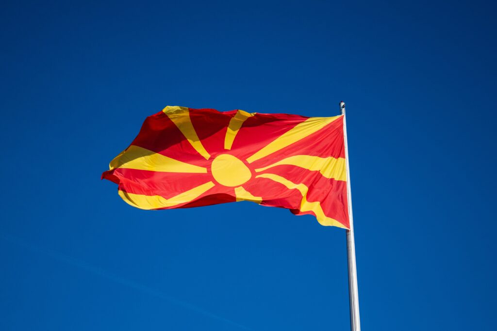 Gehesen vlag van Noord-Macedonië