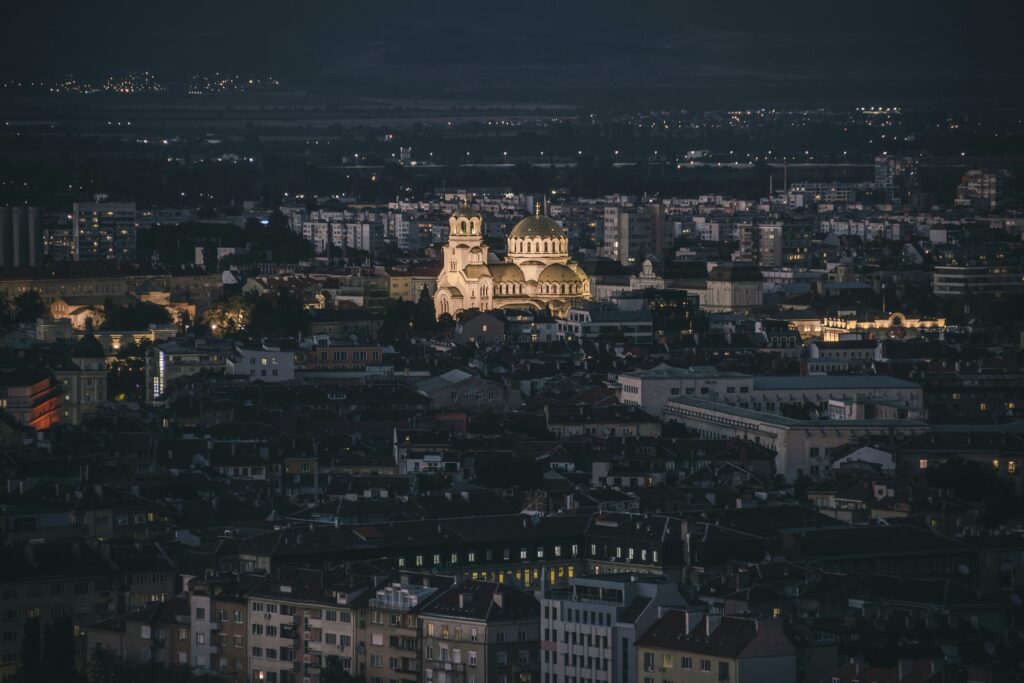 Uitzicht op hoofdstad Sofia in Bulgarije