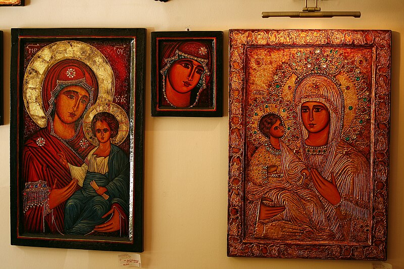 Geschilderde Orthodox Christelijke Iconen van Noord-Macedonië