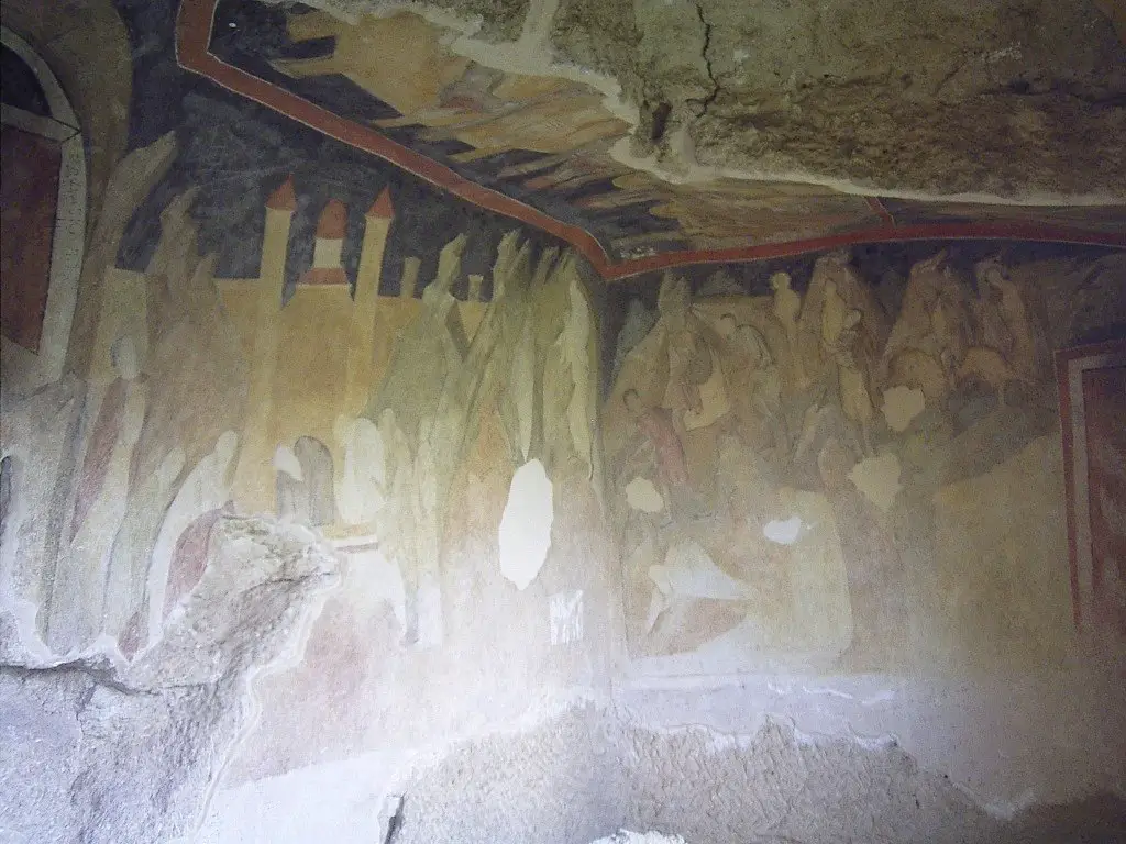 Fresco's in Rotskerken van Ivanovo in Bulgarije