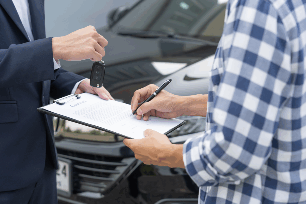 Contract ondertekenen voor auto huren Albanië